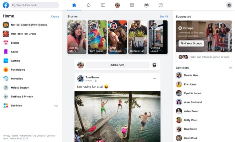 Nouveau look de Facebook - Photo : Business Insider